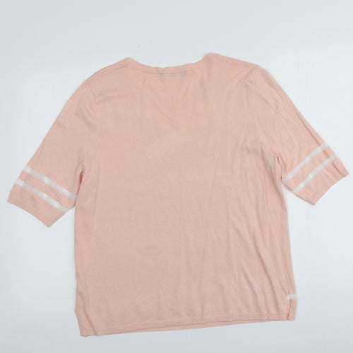 Dunnes Stores Womens Pink Round Neck  Viscose Pullover Jumper Size L