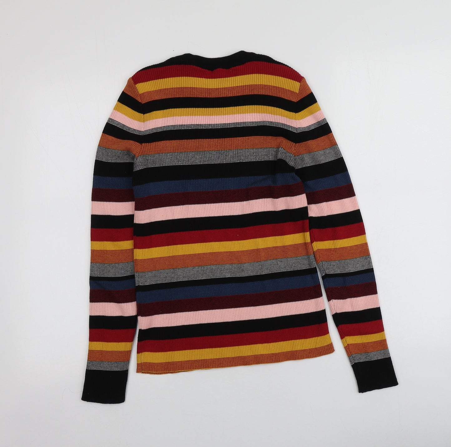 New Look Womens Multicoloured Round Neck Striped Cotton Pullover Jumper Size 16
