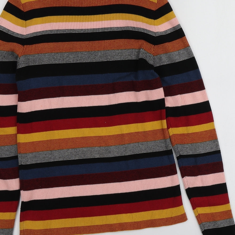 New Look Womens Multicoloured Round Neck Striped Cotton Pullover Jumper Size 16