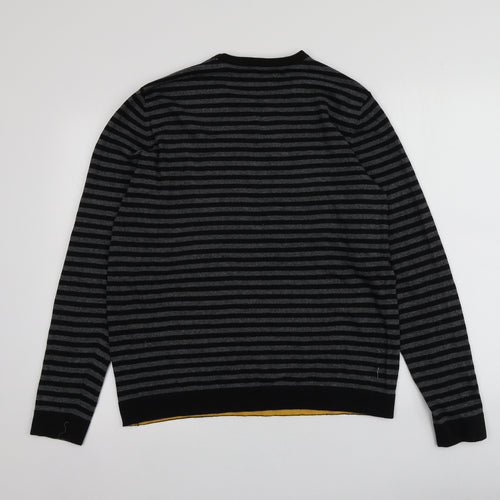 Selection Womens Grey Round Neck Striped Cotton Pullover Jumper Size M