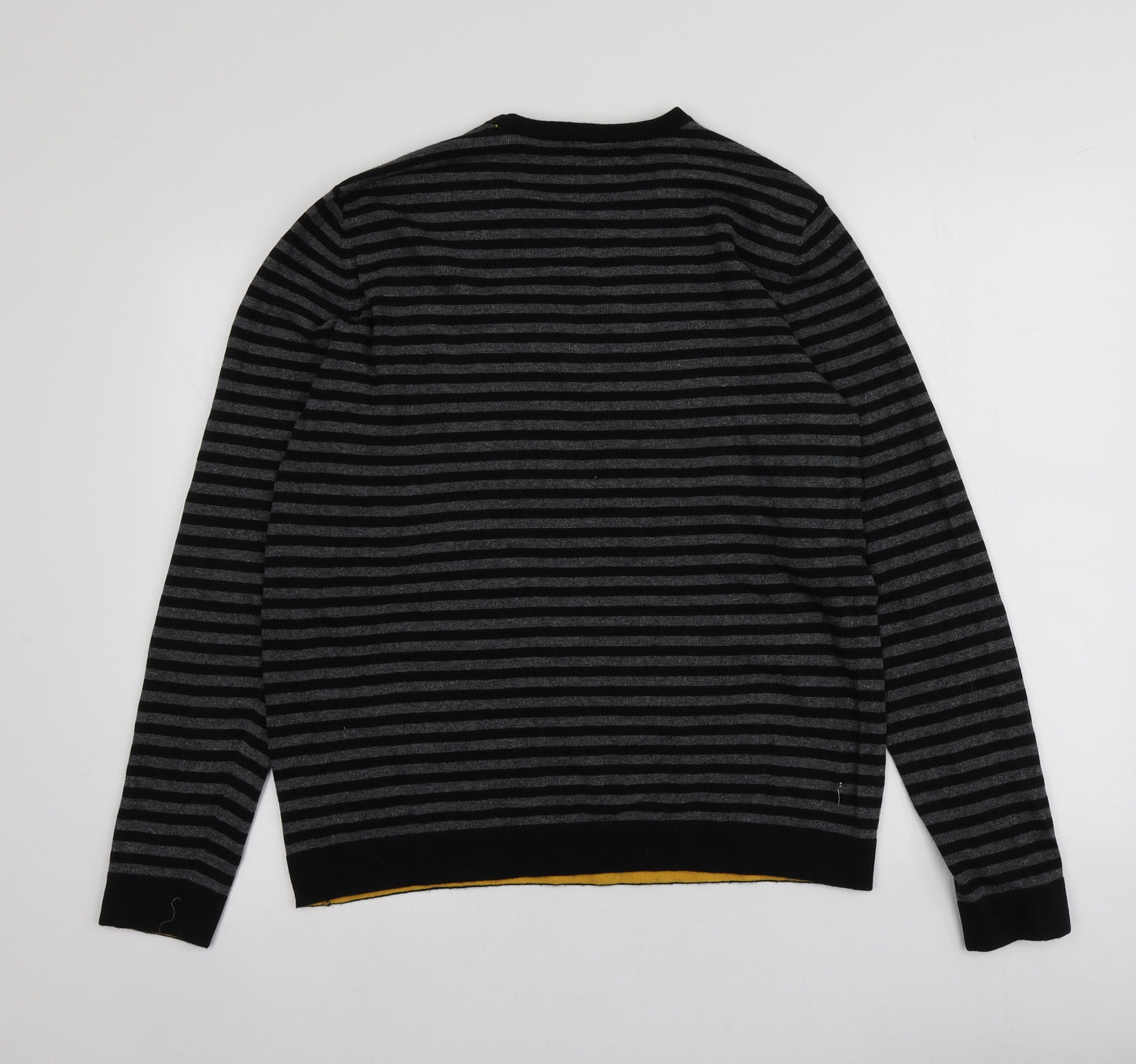 Selection Womens Grey Round Neck Striped Cotton Pullover Jumper Size M