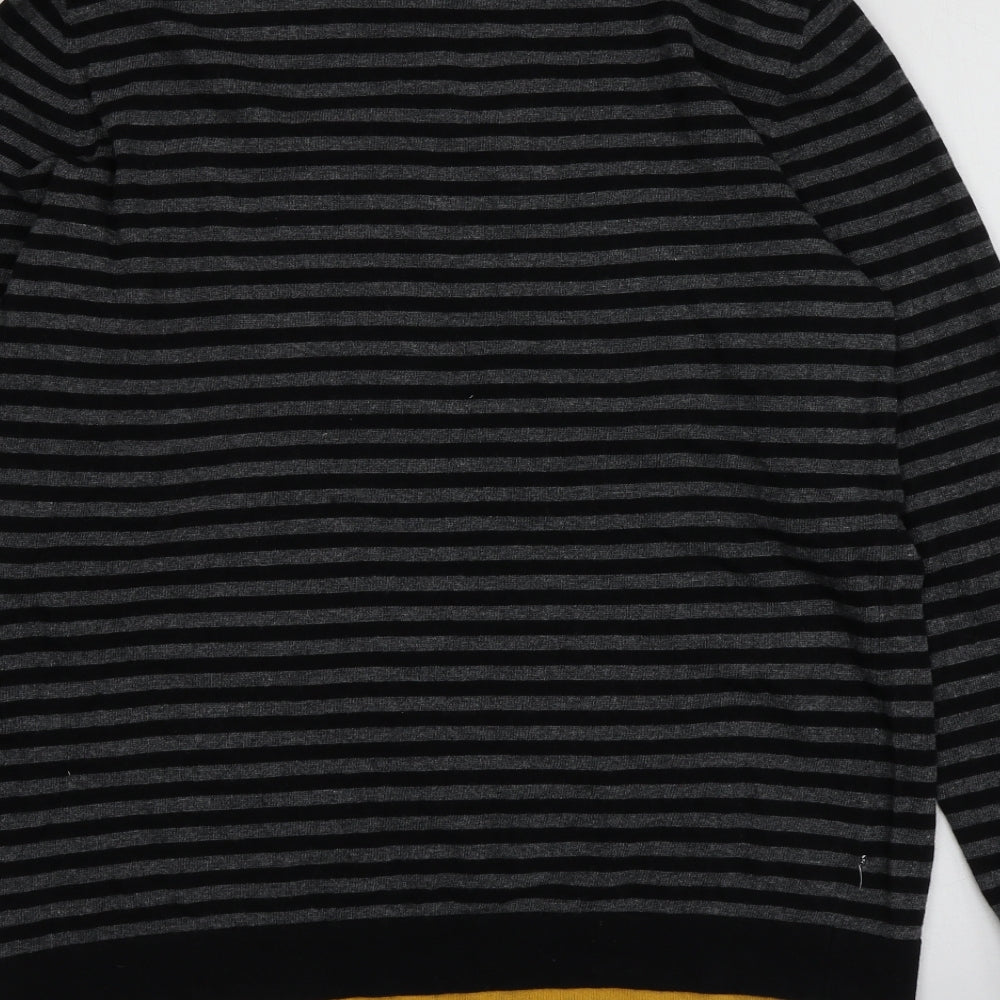 Selection Womens Grey Round Neck Striped Cotton Pullover Jumper Size M