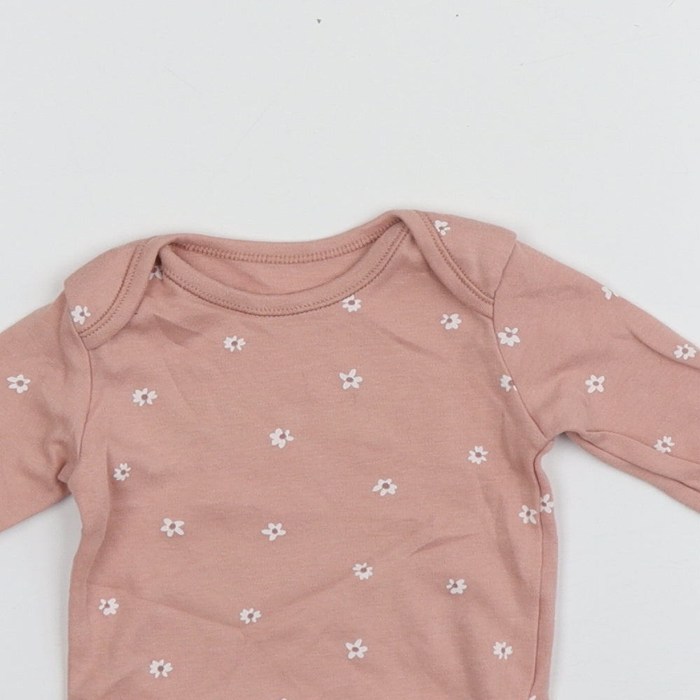 George Girls Pink Geometric 100% Cotton Babygrow One-Piece Size 6-9 Months