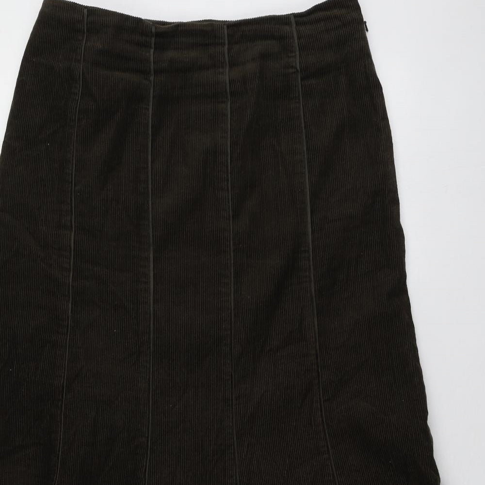 Per Una Womens Green  Cotton A-Line Skirt Size 12