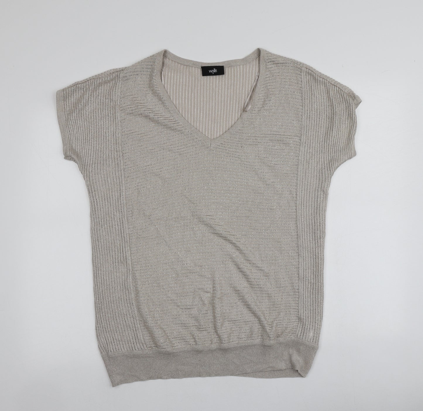 Wallis Womens Beige V-Neck  Viscose Pullover Jumper Size M