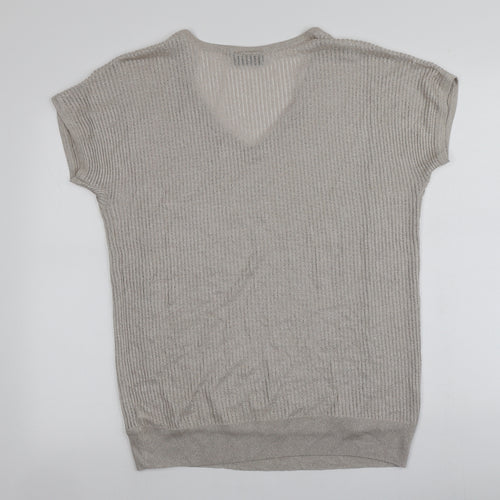 Wallis Womens Beige V-Neck  Viscose Pullover Jumper Size M