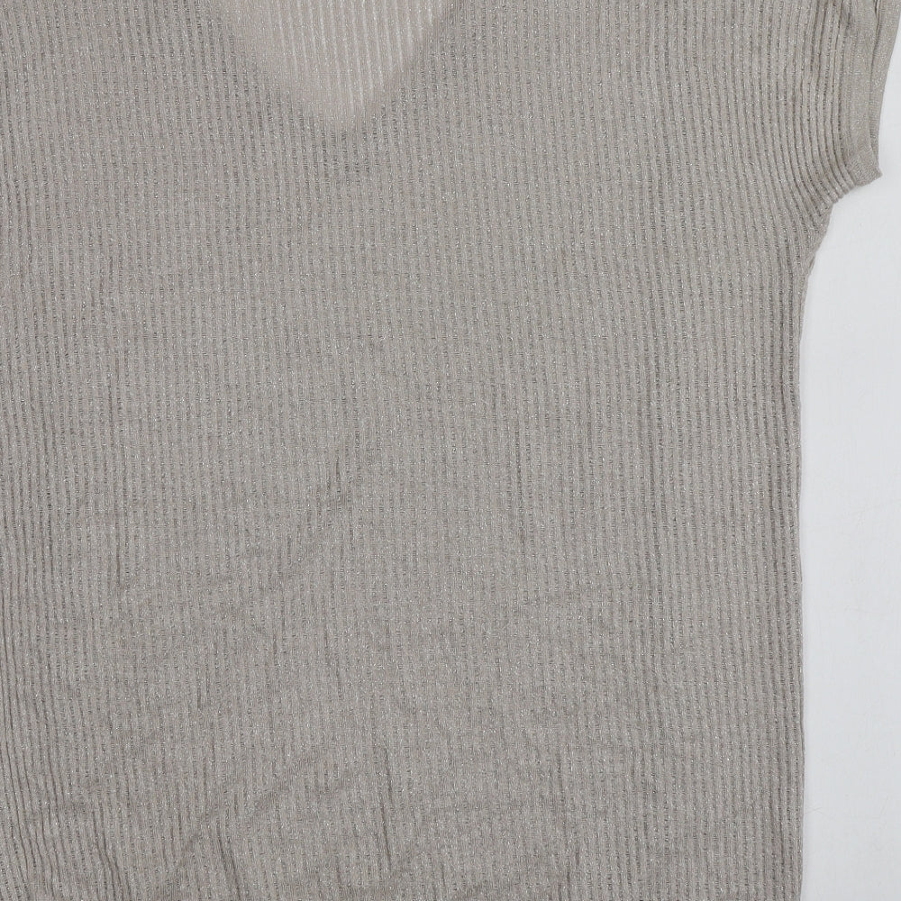 Wallis Womens Beige V-Neck  Viscose Pullover Jumper Size M