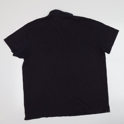 Easy Mens Blue Geometric 100% Cotton  Polo Size Big 2X Collared