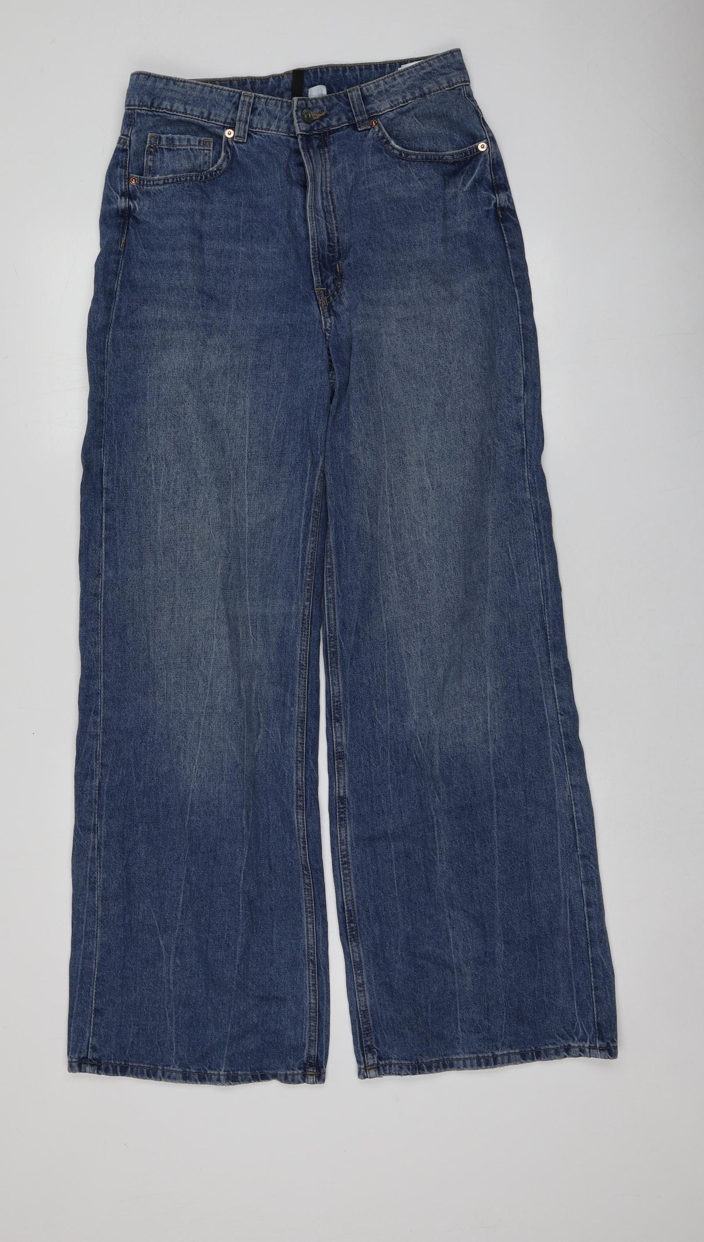 H&M Womens Blue  Cotton Boyfriend Jeans Size 40 L31 in Regular