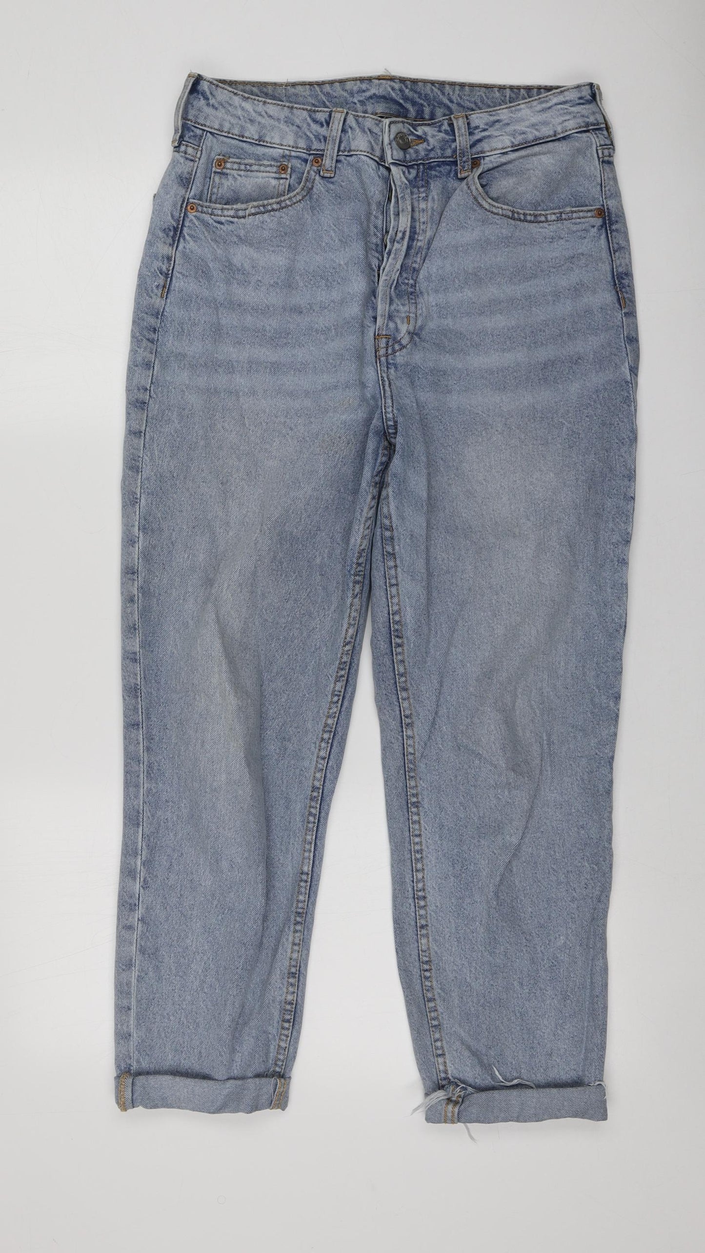 H&M Womens Blue  Cotton Boyfriend Jeans Size 42 L25 in Regular