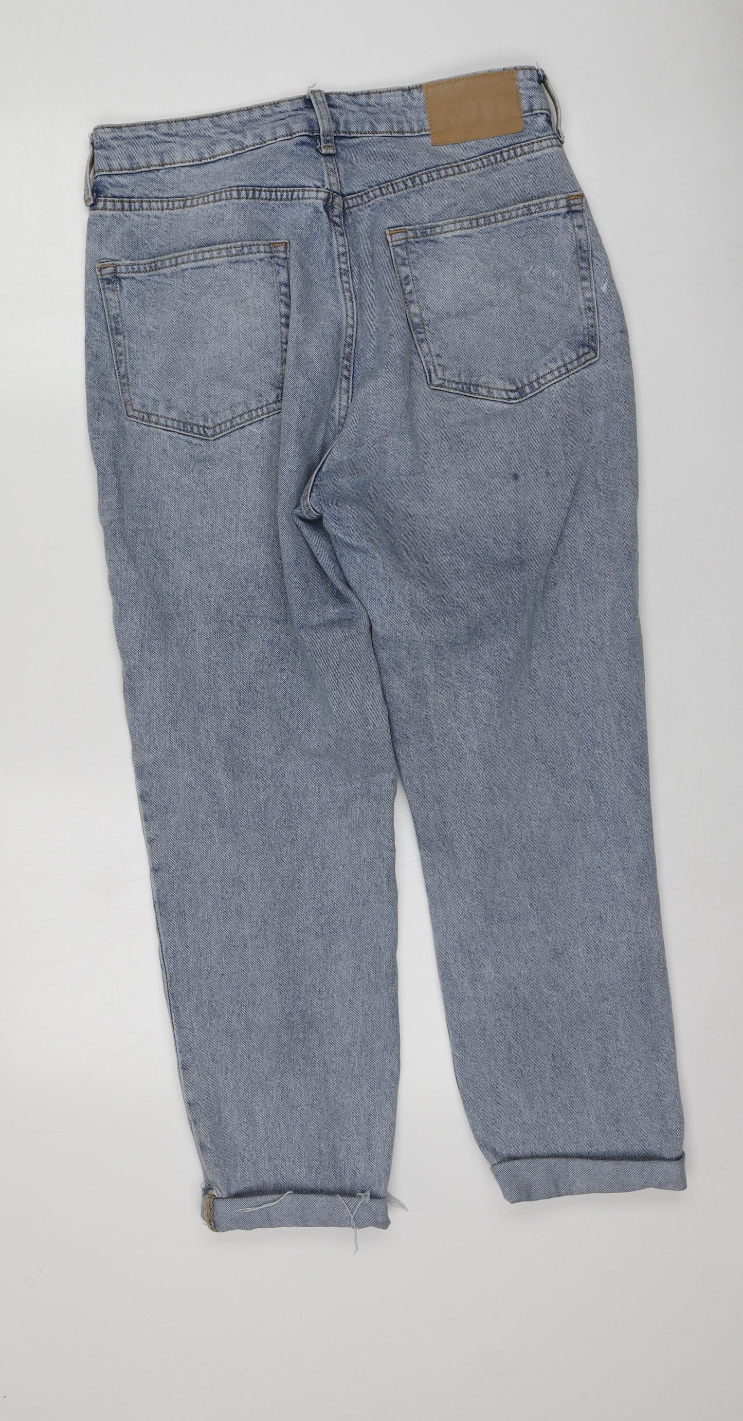H&M Womens Blue  Cotton Boyfriend Jeans Size 42 L25 in Regular