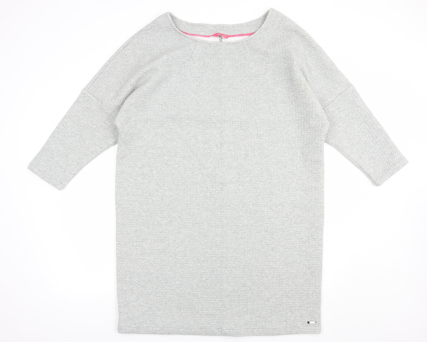 Joules Womens Grey  Cotton T-Shirt Dress  Size 16  Boat Neck Pullover