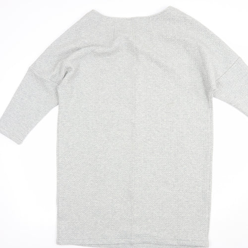 Joules Womens Grey  Cotton T-Shirt Dress  Size 16  Boat Neck Pullover