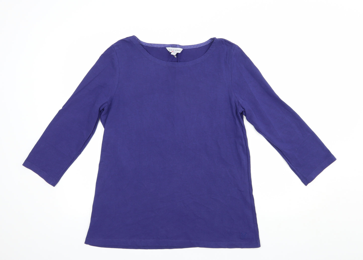 Crew Clothing Womens Blue  Cotton Basic T-Shirt Size 16 Boat Neck