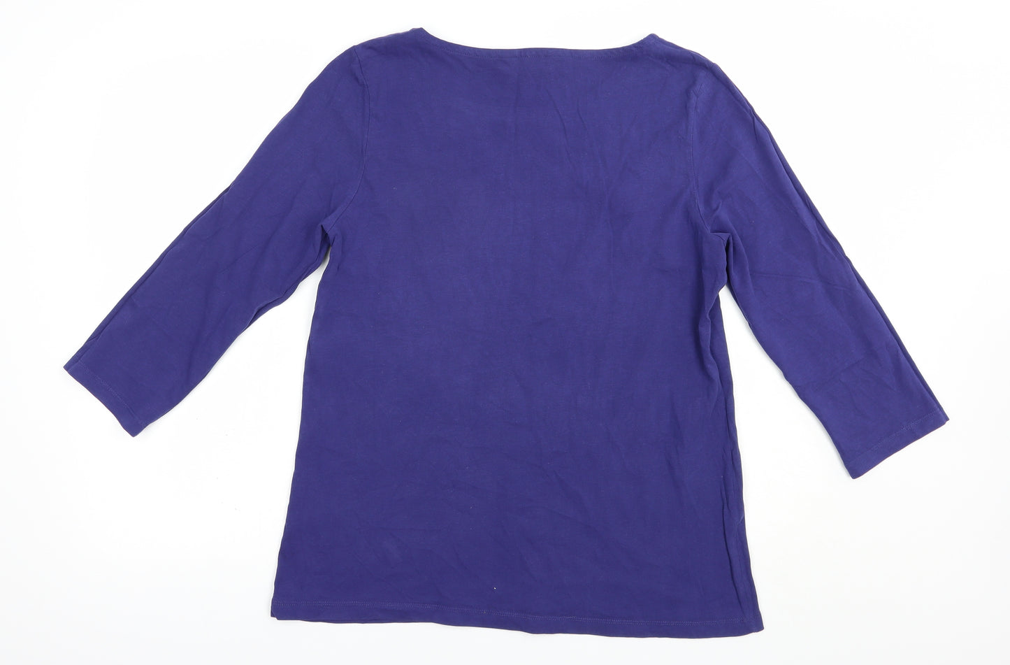 Crew Clothing Womens Blue  Cotton Basic T-Shirt Size 16 Boat Neck