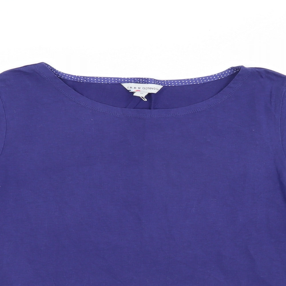 Crew Clothing Womens Blue  Cotton Basic T-Shirt Size 16 Boat Neck