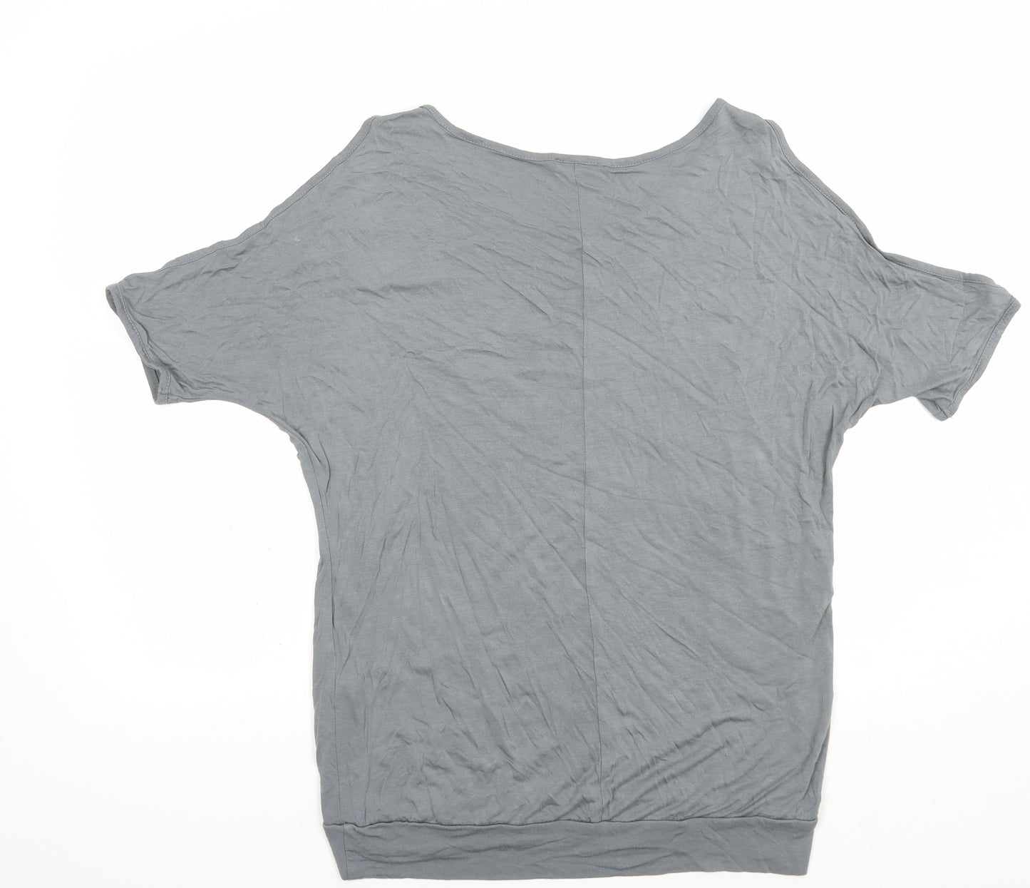 LASCANA Womens Grey  Viscose Basic Blouse Size 10 Boat Neck - Cold Shoulder