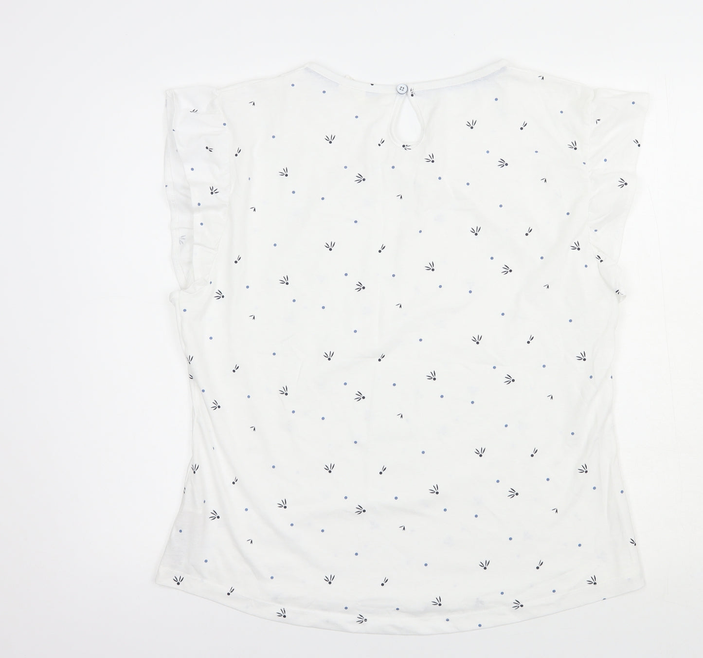 Trespass Womens White Floral Cotton Basic T-Shirt Size 16 Boat Neck