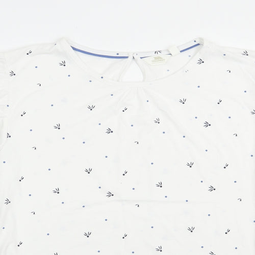 Trespass Womens White Floral Cotton Basic T-Shirt Size 16 Boat Neck
