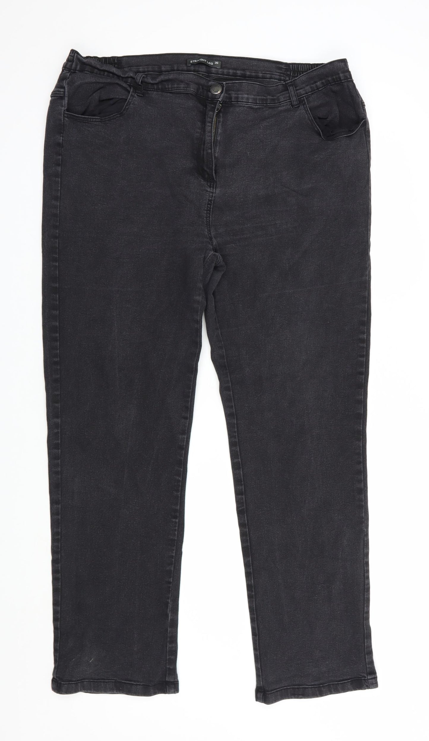Bonmarché Womens Black  Cotton Straight Jeans Size 20 L30 in Regular Button