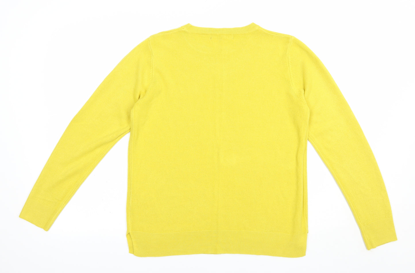 Marks and Spencer Womens Yellow Crew Neck  Acrylic Pullover Jumper Size 14