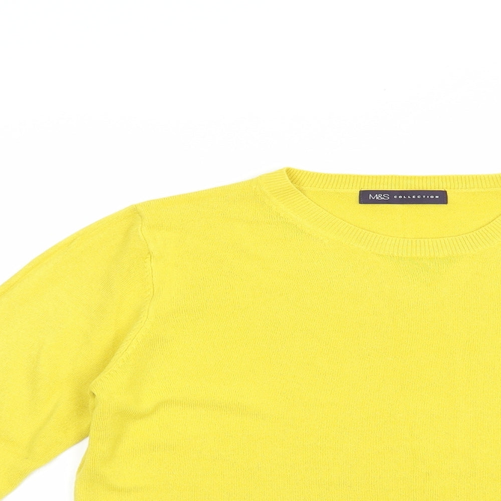 Marks and Spencer Womens Yellow Crew Neck  Acrylic Pullover Jumper Size 14
