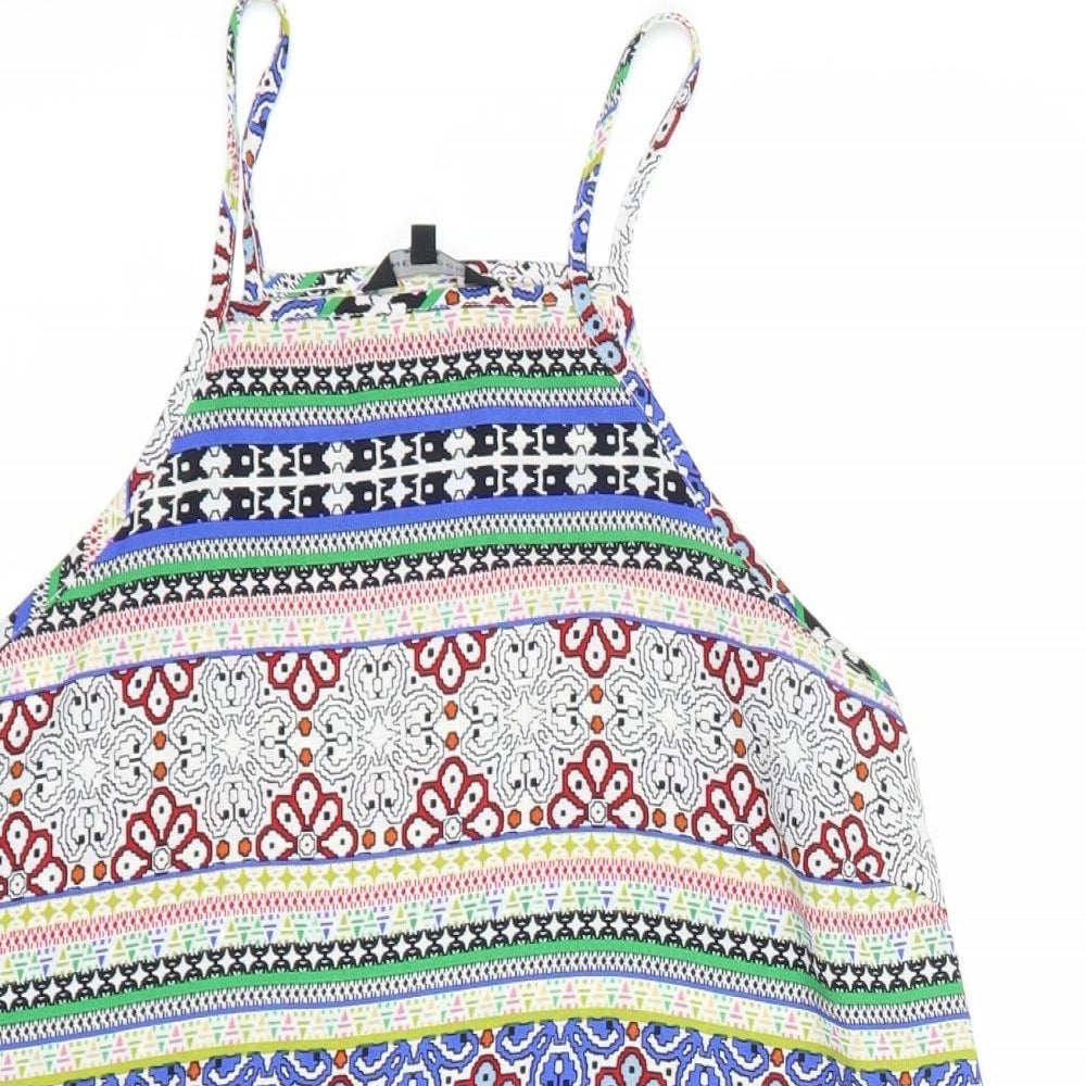 New Look Womens Multicoloured Geometric Polyester Tank Dress  Size 14  Square Neck Pullover