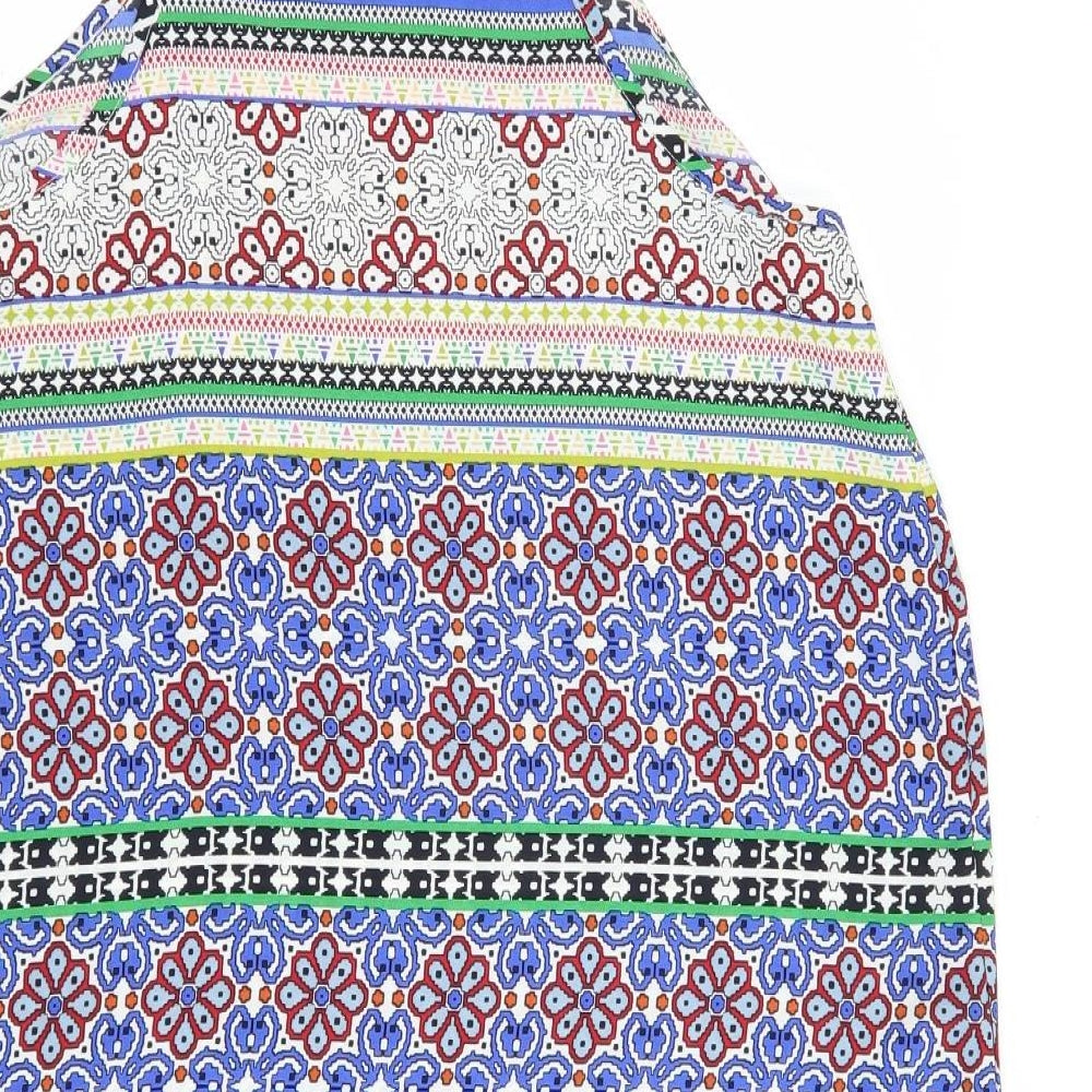 New Look Womens Multicoloured Geometric Polyester Tank Dress  Size 14  Square Neck Pullover