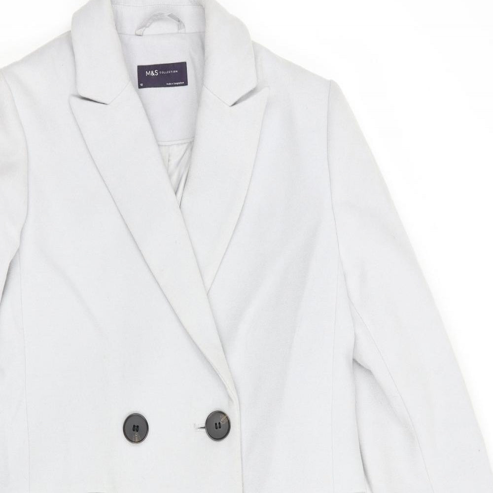 Marks and Spencer Womens Grey   Pea Coat Coat Size 10  Button