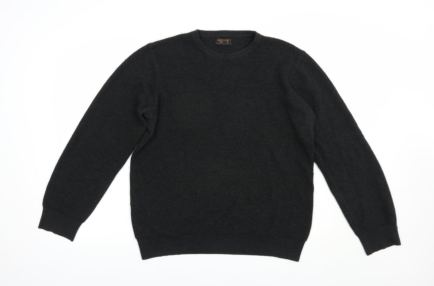 40 Savile Row Mens Black Crew Neck  Acrylic Pullover Jumper Size L