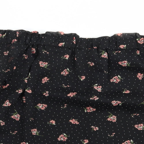 F&F Womens Black Floral Polyester Basic Blouse Size 8 Off the Shoulder