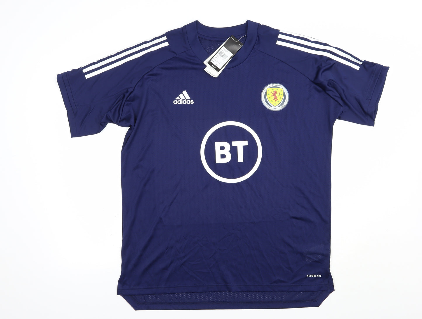 adidas Mens Blue  Polyester  T-Shirt Size L Crew Neck  - Scotland