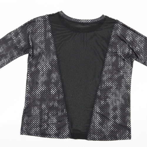 New Look Womens Grey Geometric Polyester Pullover T-Shirt Size S Crew Neck Pullover