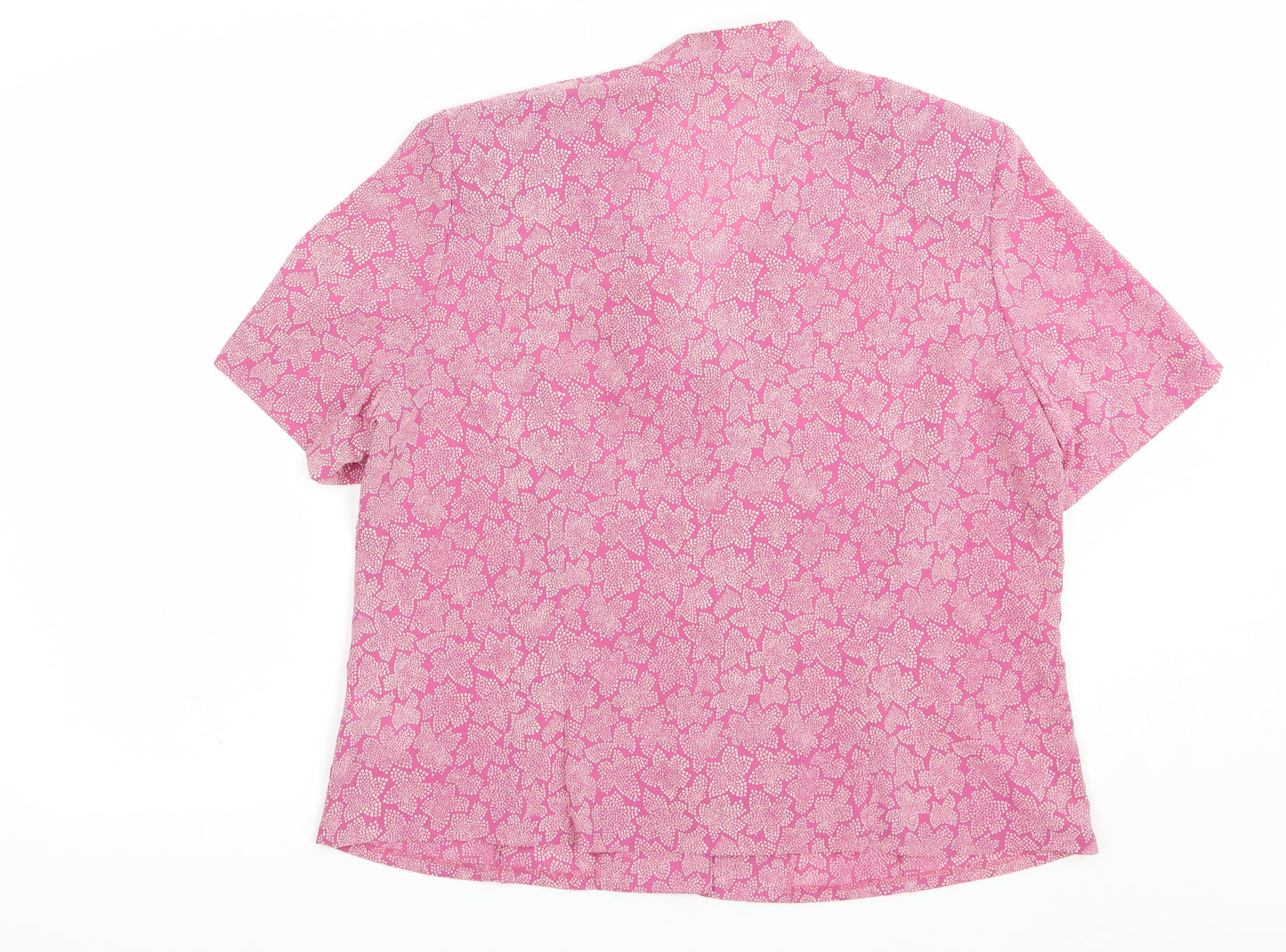 Eastex Womens Pink Geometric Polyester Basic Button-Up Size 16 Collared