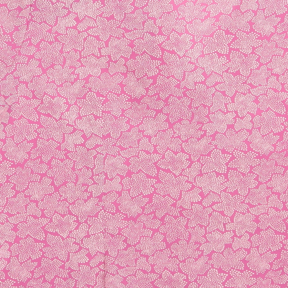 Eastex Womens Pink Geometric Polyester Basic Button-Up Size 16 Collared