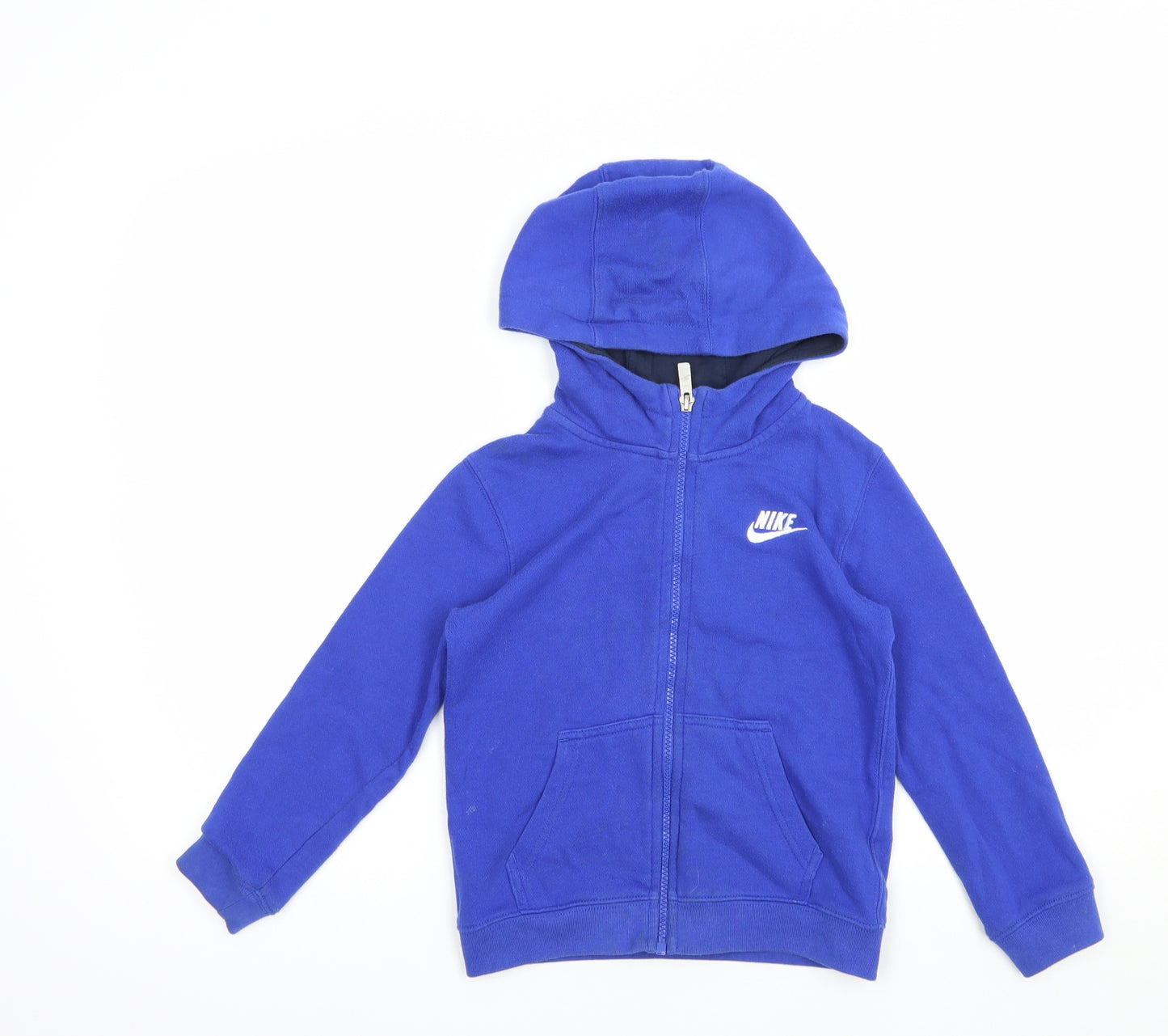 Nike Boys Blue  Cotton Full Zip Hoodie Size 5-6 Years  Zip