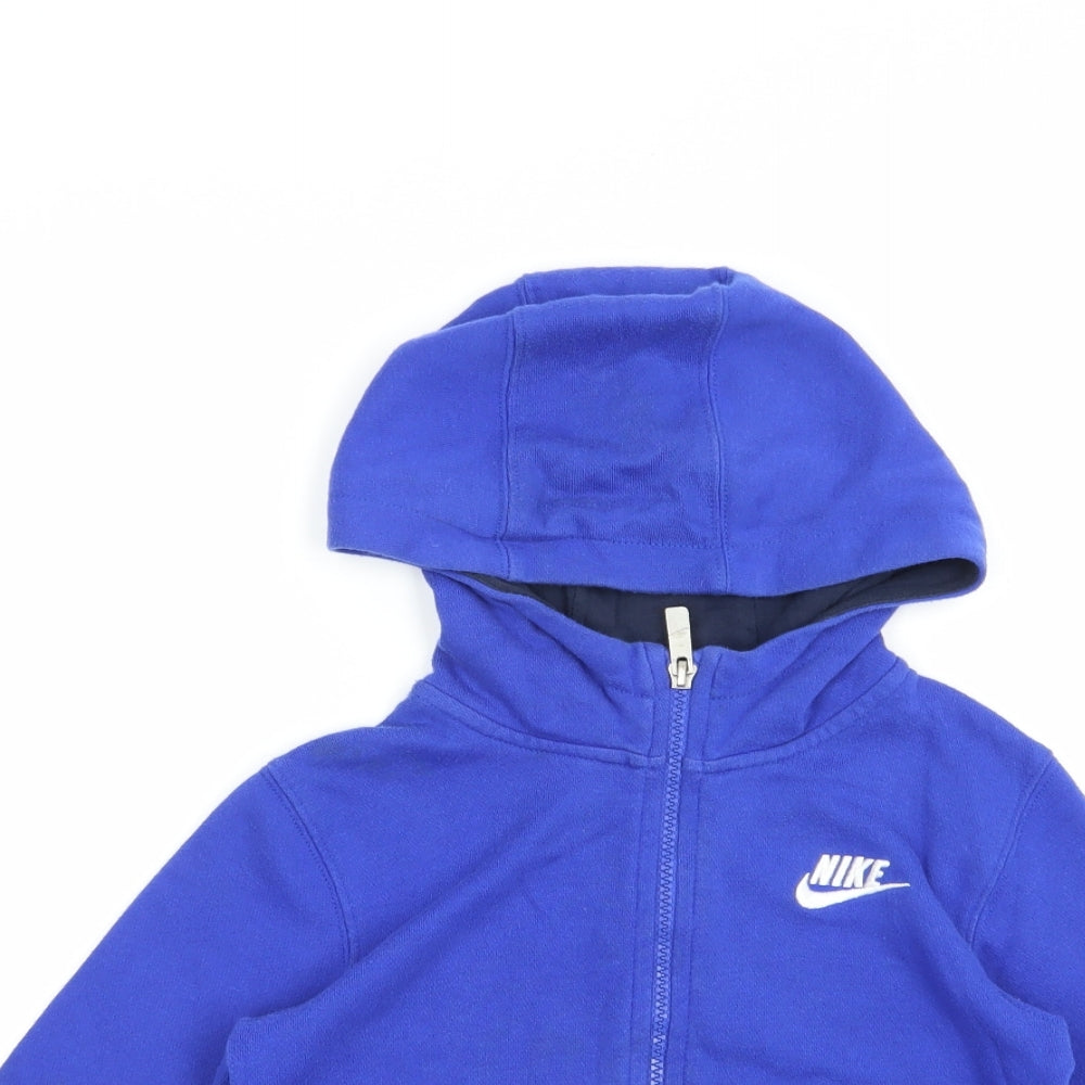 Nike Boys Blue  Cotton Full Zip Hoodie Size 5-6 Years  Zip