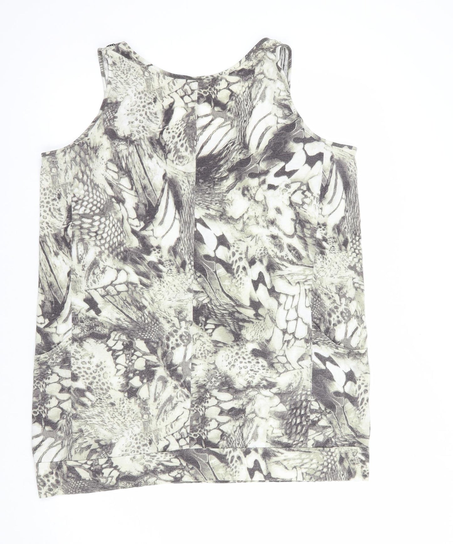 Arcadia Womens Grey Animal Print Polyester Basic Tank Size 20 Scoop Neck
