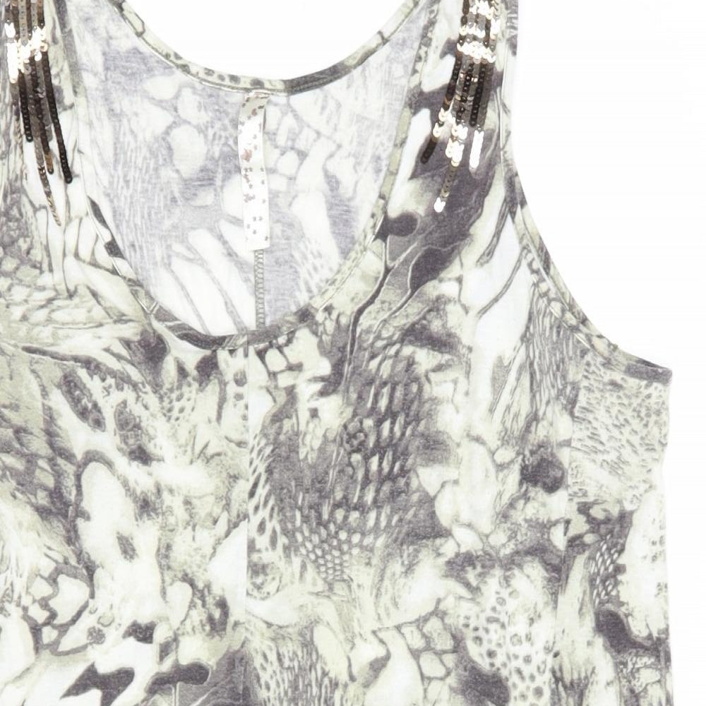 Arcadia Womens Grey Animal Print Polyester Basic Tank Size 20 Scoop Neck