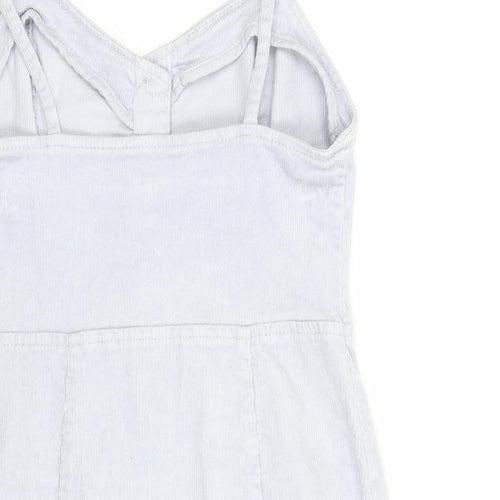 Denim Co.  Womens Grey  Cotton Pinafore/Dungaree Dress  Size 8  Sweetheart Button