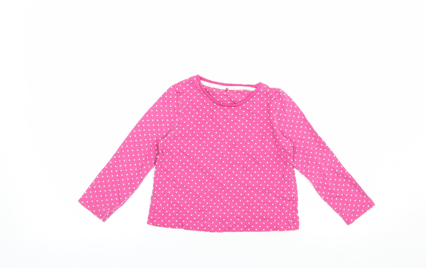George Girls Pink Polka Dot Cotton Basic T-Shirt Size 2-3 Years Crew Neck Pullover