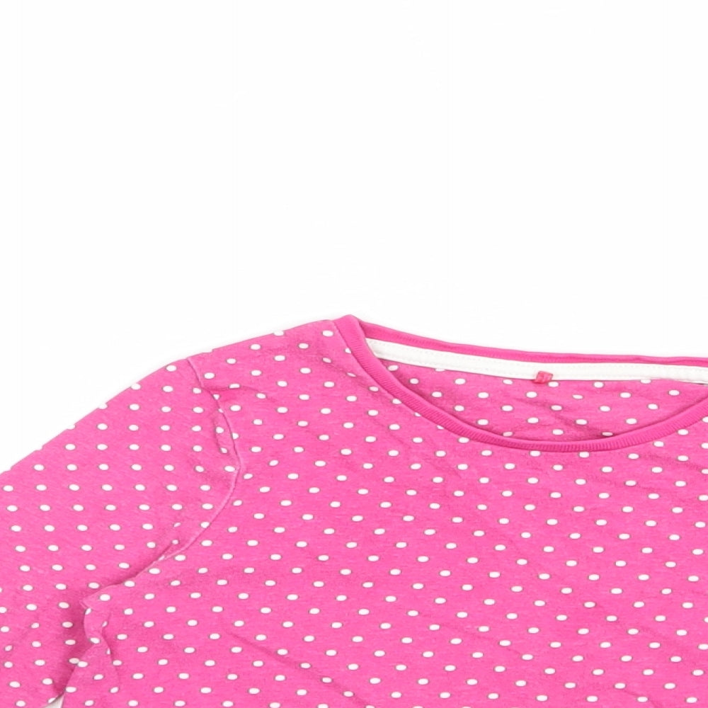 George Girls Pink Polka Dot Cotton Basic T-Shirt Size 2-3 Years Crew Neck Pullover