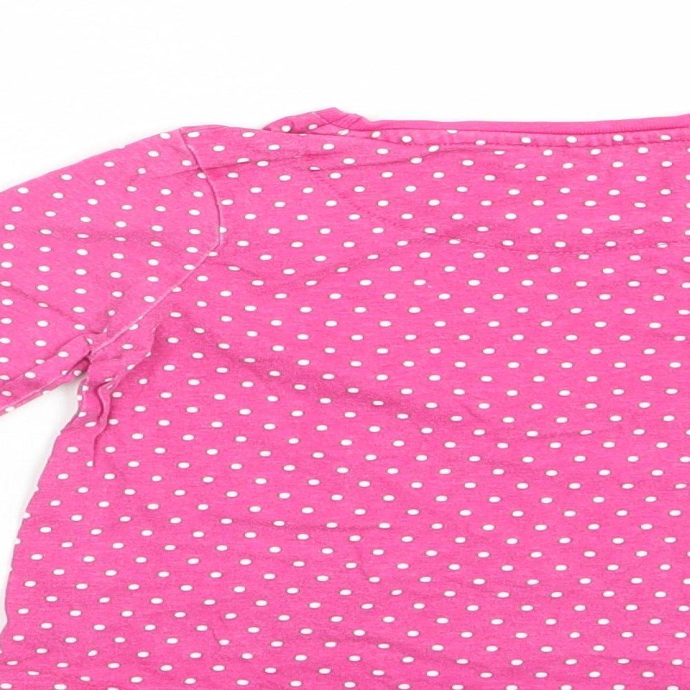 George Girls Pink Polka Dot Cotton Basic T-Shirt Size 2-3 Years Crew Neck Pullover