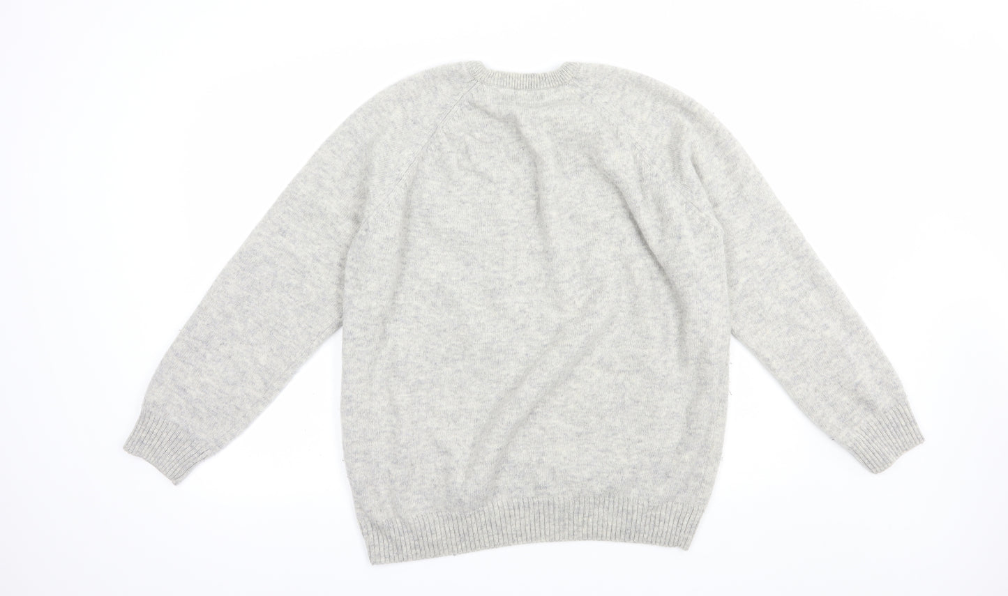 Easy Womens Grey Crew Neck  Acrylic Pullover Jumper Size XL
