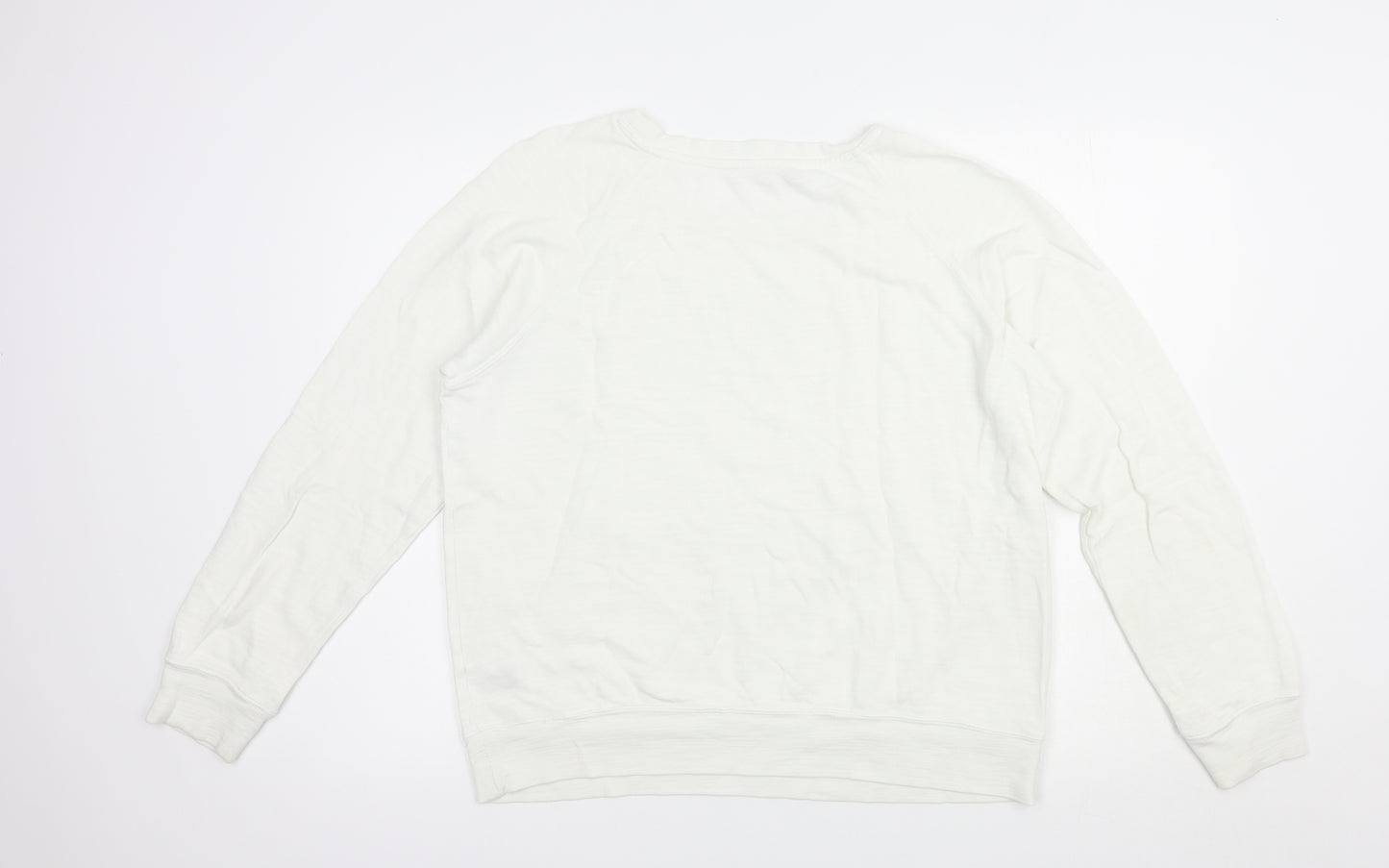 Marks and Spencer Womens White  Cotton Pullover Sweatshirt Size 14  Pullover
