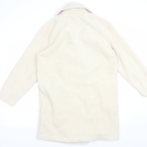 TU Womens Beige   Pea Coat Coat Size S  Button