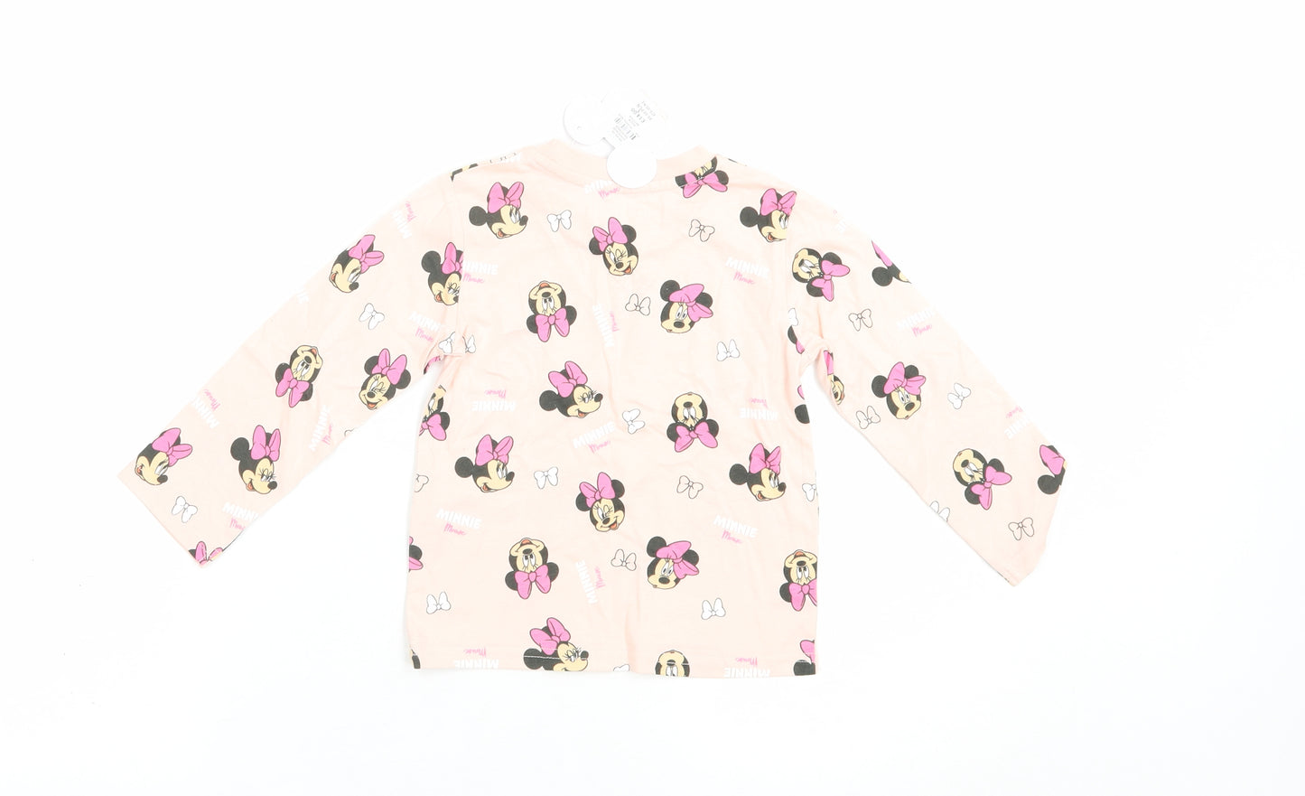 Primark Baby Pink Geometric Cotton Basic T-Shirt Size 18-24 Months Crew Neck Pullover - Minnie Mouse