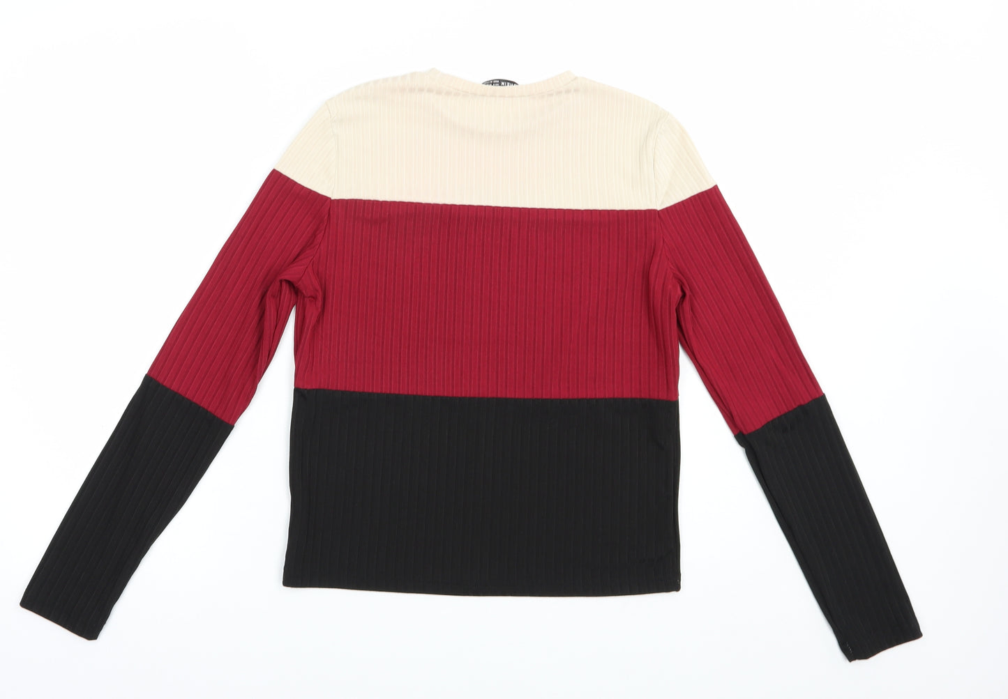 SheIn Womens Multicoloured Colourblock Polyester Basic Blouse Size M Crew Neck