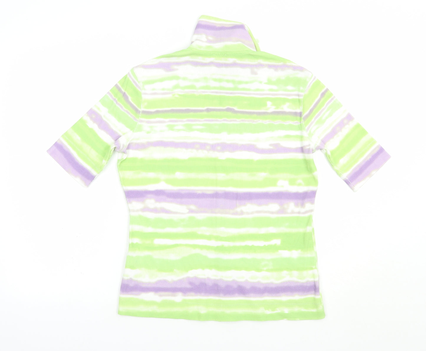 Basler Womens Green Striped Cotton Sweatshirt Size 14