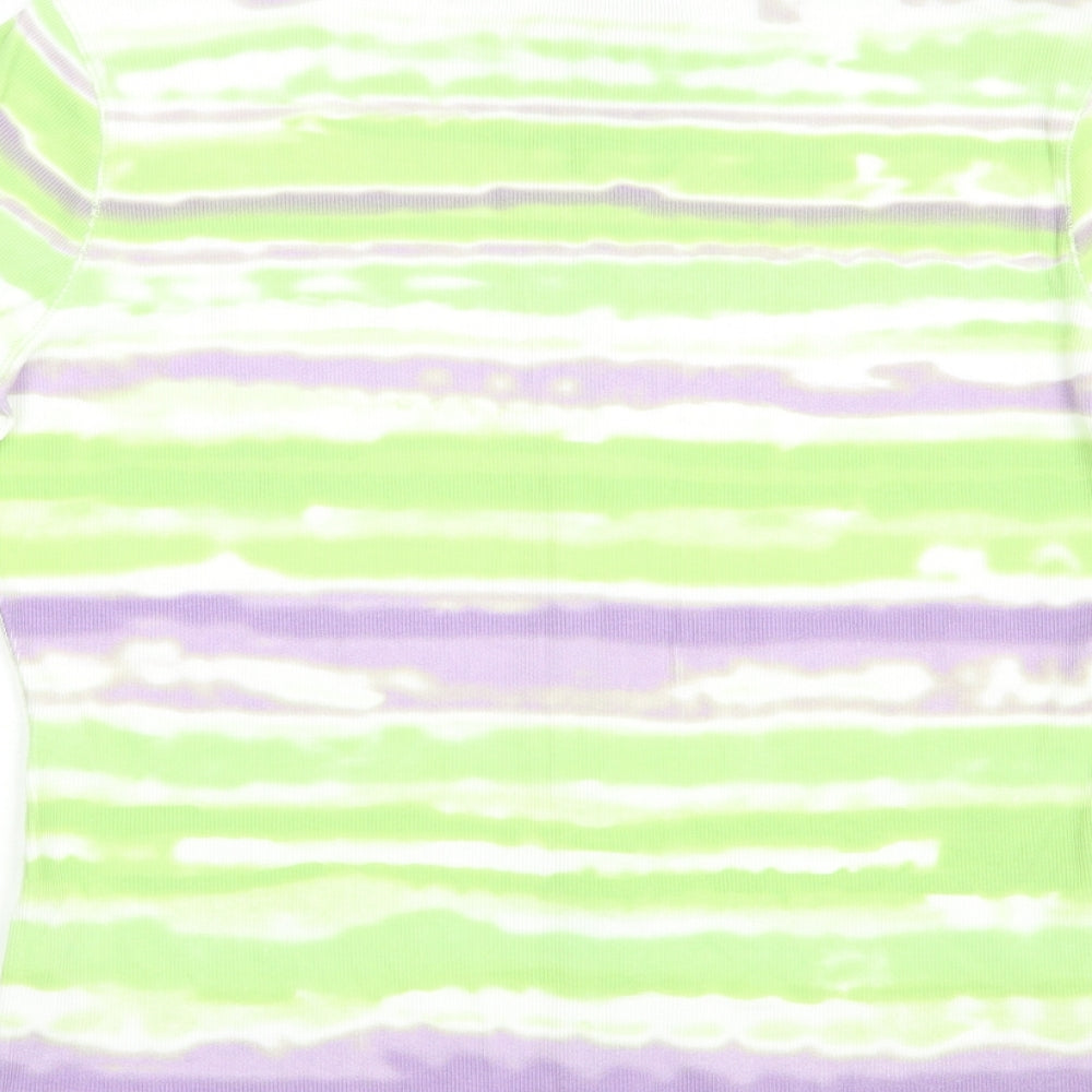 Basler Womens Green Striped Cotton Sweatshirt Size 14